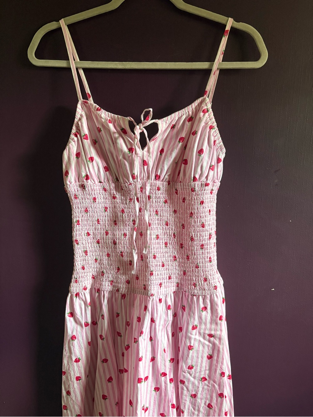 jouer Light Pink Strawberry-Print Maxi Sundress